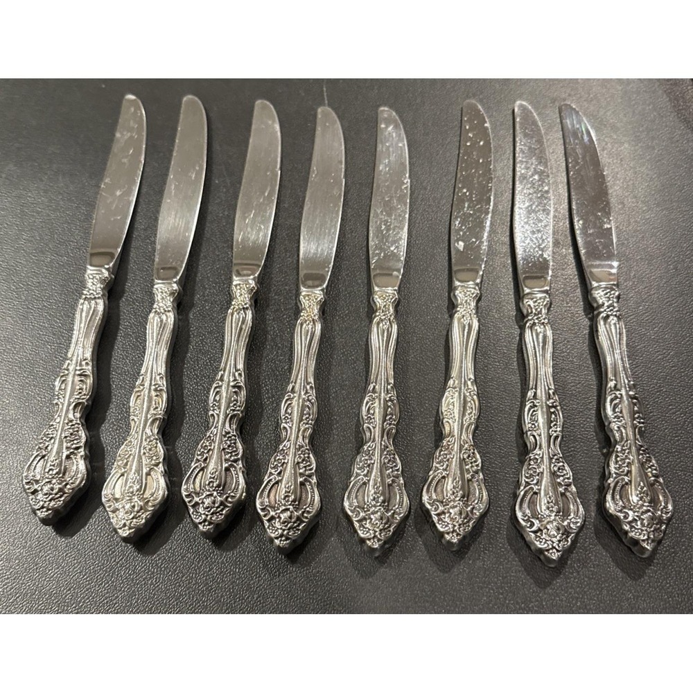 Oneida Michelangelo Heirloom Cube Dinner Knife Set Of 8 Stainless Flatware
